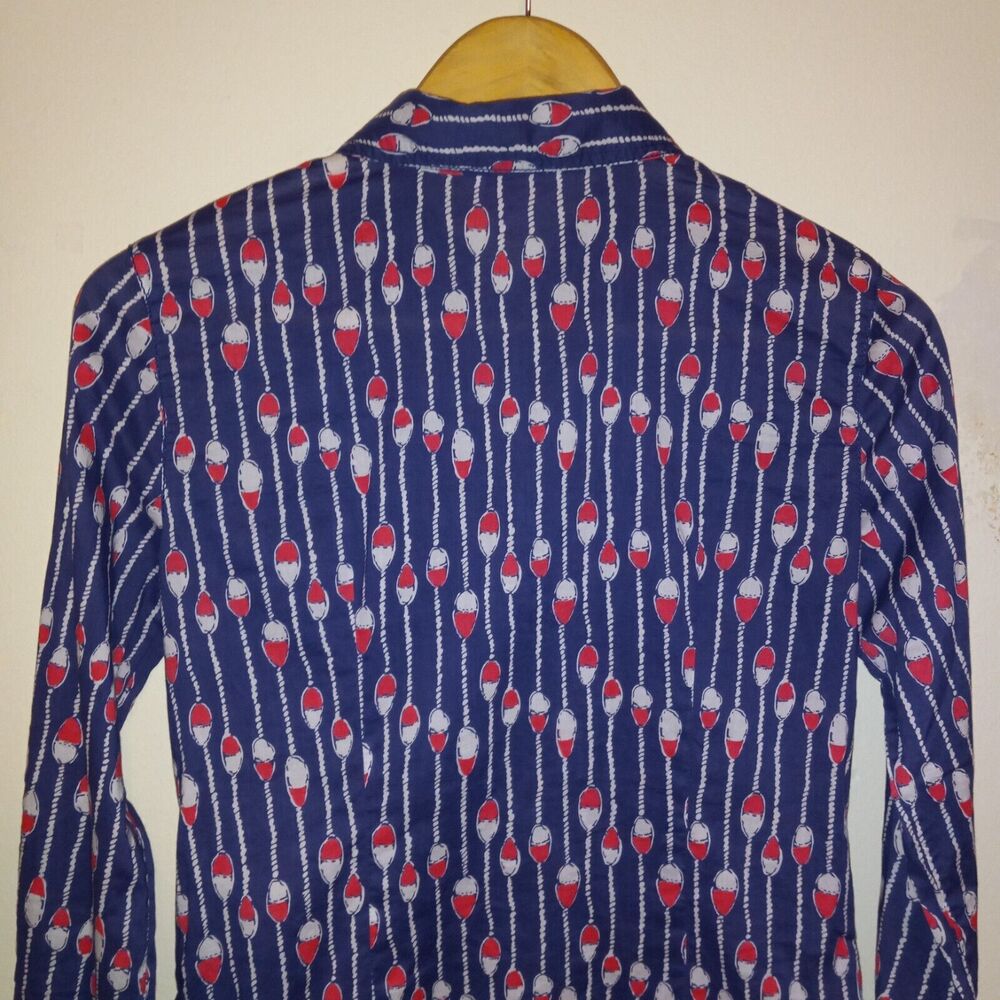 Lilly Pulitzer Size 2 Cruiser Button Up Shirt-Camp Oh Buoy-Roll Tab Sleeve - Picture 7 of 10